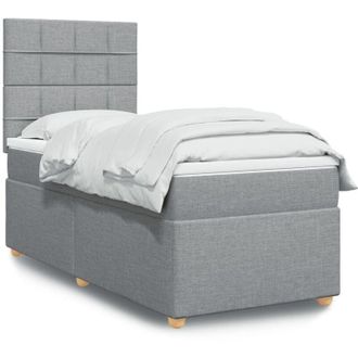 vidaXL Cama Box Spring Con Colch&oacute;n Tela Gris Claro 80x200 Cm Vidaxl