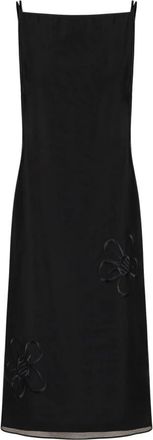Iceberg Mousseline Schede Jurk met Bloemmotief - Dames - Zomerkleedjes - Zwart - S - Katoen - Kleedjes