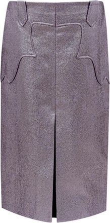 Tom Ford Paarse Lurex Eco-Leren Rok - Dames - Midirokken - Paars - XS - Polyester - Rokken
