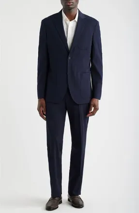 Nordstrom Henrik Trim Fit Navy Silk Seersucker Suit in Navy Dylan Seersucker at Nordstrom, Size 38 Regular