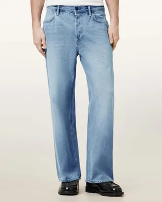 AllSaints Cotton Lenny Loose Fit Wide Leg Denim Jeans, Size: 33