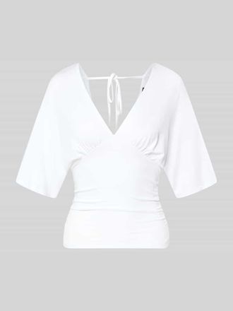 Gina Tricot Bluse aus Viskose-Mix mit V-Ausschnitt in Offwhite, Gr&ouml;&szlig;e XL