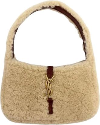 Saint Laurent Pre-owned Le 5 a 7 Mouton Hobo Bag - Dames - Vintage Schoudertas - Beige - ONE Size - Leer - Vintage