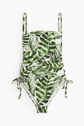 H&M Badeanzug mit Kordelz&uuml;gen - Gr&uuml;n/Bl&auml;tter