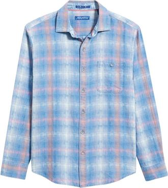 Tommy Bahama Palo Alto Plaid Cotton Button-Up Shirt in Lt Indigo at Nordstrom, Size Xxx-Large