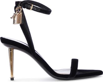 Tom Ford Velvet Sandal With Strap And Metallic Heel