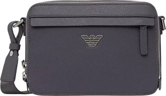 Emporio Armani Textured Crossbody Bag - Heren - Schoudertassen - Grijs - ONE Size - Tassen