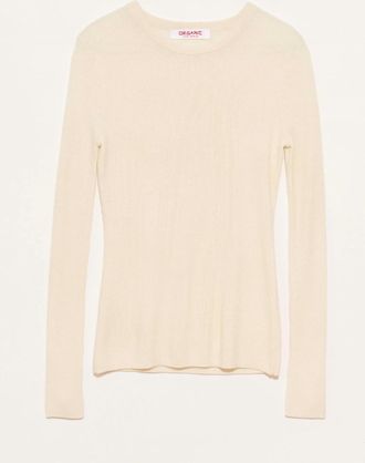 Organic By John Patrick Womens Long Sleeve Ribbed Tee In Parchment/ Ivory