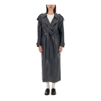 Salvatore Santoro Trench Coats, female, Gray, Size: S Leather Trench Coat