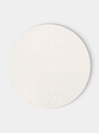 Volga Linen Double Hem-Stitch Linen Check Round Tablecloth (110in/2.8m)