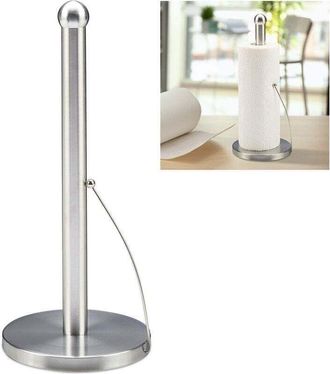 OEM Porta Rotolo Da Cucina Verticale, Acciaio Inox Spazzolato, Da Appoggio, 35 X 15 Cm, Argento