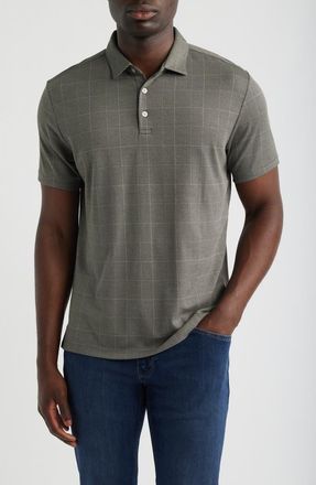 Robert Barakett Ardyn Grey Check Cotton Blend Polo in Beluga at Nordstrom, Size Xx-Large