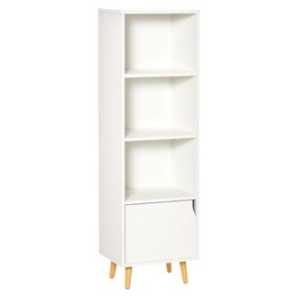 HOMCOM Homcom - Estanter&iacute;a Con 3 Estantes Abiertos Y Armario De Puerta Librer&iacute;a De Estilo Moderno Para Almacenamiento De Libros Juguetes Cds Plantas 40x30x12