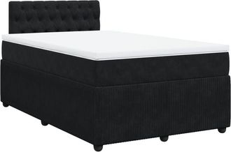 vidaXL Cama Box Spring Con Colch&oacute;n Terciopelo Negro 120x190 Cm Vidaxl