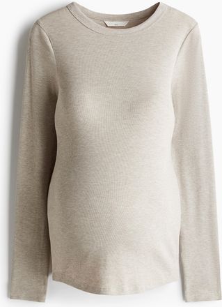 H&M MAMA Geripptes Jerseyshirt - Beige