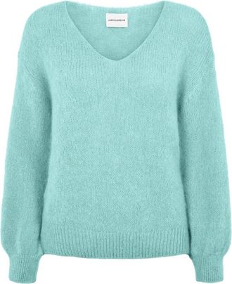 Americandreams Milana LS Alpaca Pullover - Dames - V-hals truien - Groen - S - Wol - Truien & Vesten