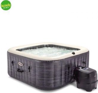 Intex piscina idromassaggio gonfiabile intex greystone deluxe grigio effetto pietra 4 persone 175x175x71 cm - cod. 28450np