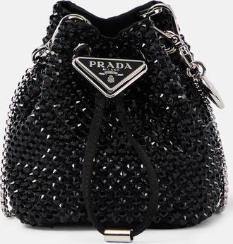 Prada Mini embellished satin bucket bag