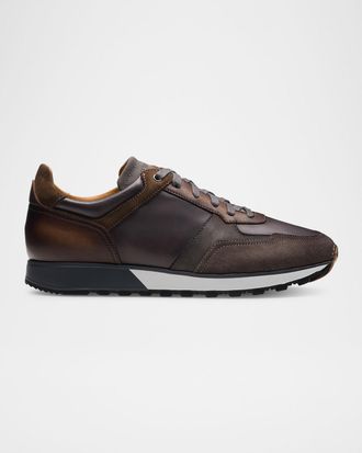 Magnanni Men & apos;s Arco Leather Runner Sneakers