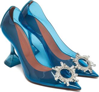 Amina Muaddi Pumps verfraaid met kristallen - Blauw