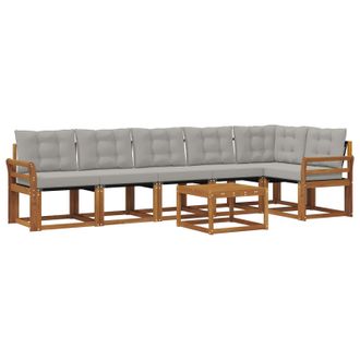 vidaXL Conjunto De Sof&aacute;s De Exterior 7 Pcs Gris Natural Y Claro Vidaxl