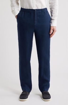Bugatchi Tristan Drawstring Linen Pants in Navy at Nordstrom, Size Xx-Large