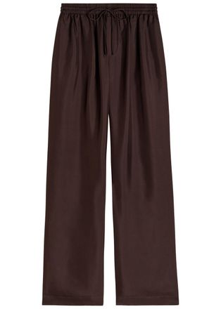 Róhe Wide-leg Silk Trousers - Brown Other - 38 (UK10 / S)