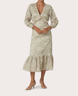 Lusana Rose Linen Dress In Macan