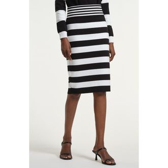 Isaac Mizrahi New York Mixed Stripe Knit Skirt in Black/White at Nordstrom, Size X-Small