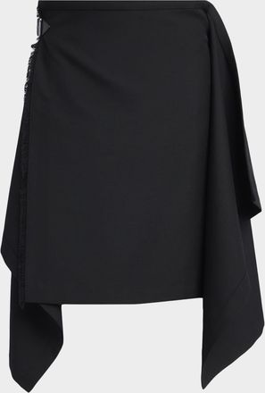 Alexander McQueen Men & apos;s Uniform Wool Asymmetric Pleated Wrap Skirt