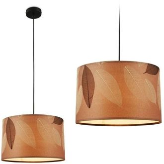 Briloner Lampada a sospensione Mata, decorazione a foglie, stile boho, attacco E27, colore caffè, Ø35 x 128 cm