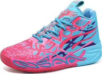 Generic Breathable Fashion Basketball Shoes for Men - Comfortable Anti-Slip Outdoor Sport Sneakers for Woman Man (Blue red,7.5)