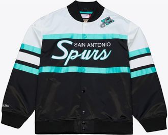 Mitchell & Ness Mens Mitchell & Ness Black San Antonio Spurs Hardwood Classics Head Coach Lightweight Satin Full-Snap Jacket at Nordstrom, Size Large