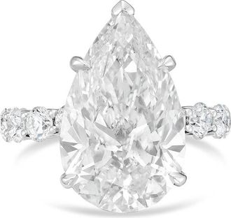 Diana M. Jewels 14kt white gold 4ct lab grown Pear Diamond Pav&eacute; Band Ring