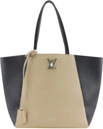 Louis Vuitton Pre-owned Lockme Cabas Calf Tote Bag - Dames - Vintage Shopper - Beige - ONE Size - Leer - Vintage