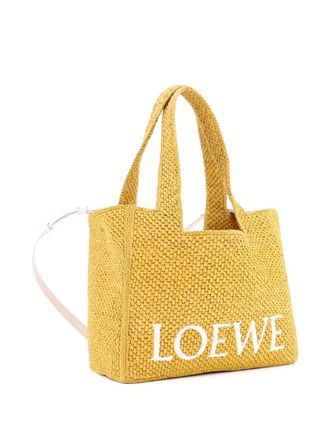 Loewe Paulas Ibiza Logo Convertible Raffia Medium tote bag - Wit