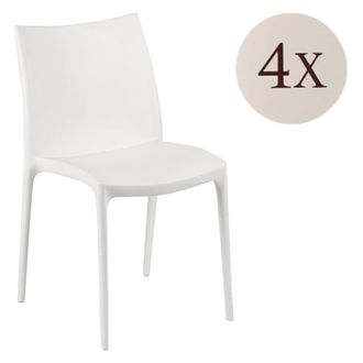 Dmora Silla De Exterior Grover, 4 Sillas, Apilable Made In Italy, Soporta 120 Kg, Blanco