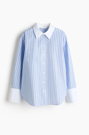 H&M Bluse aus Baumwollpopeline - Blue