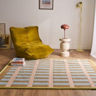 Nazar Rugs Alfombra de lana tejida a mano rayas multicolores 200x290