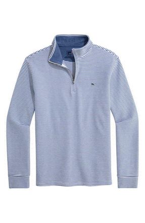 Vineyard Vines Saltwater Stripe Quarter Zip Pullover in White Bradley Stripe at Nordstrom, Size Xx-Large
