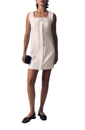 LE JEAN Ruffle Linen Minidress in White at Nordstrom, Size X-Small