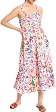 Nic+Zoe Sarah Color Wash Stretch Cotton Midi Sundress in Pink Multi at Nordstrom, Size X-Large