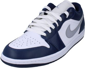 Nike Air Jordan 1 Low Mens Trainers 553558 Sneakers Shoes (UK 12 US 13 EU 47.5, White Wolf Grey Midnight Navy 141)