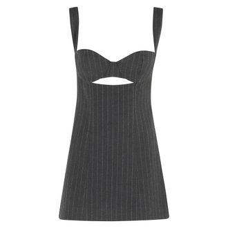 Retrof&ecirc;te Short Dresses, female, Gray, M, Grey Ariya Mini Dress with Chainstripes
