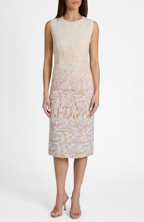 Santorelli Britta Midi Sheath Dress in Ombr&eacute; Jacquard in Pearl at Nordstrom, Size 8
