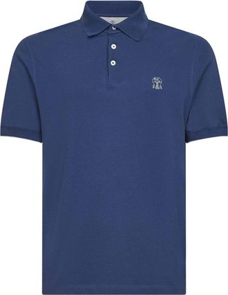 Brunello Cucinelli Cotton Polo Shirt - Heren - Polos - Blauw - XL - Katoen - Tops