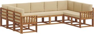 vidaXL Conjunto De Sof&aacute;s De Exterior 9 Uds. Natural Y Beige Vidaxl