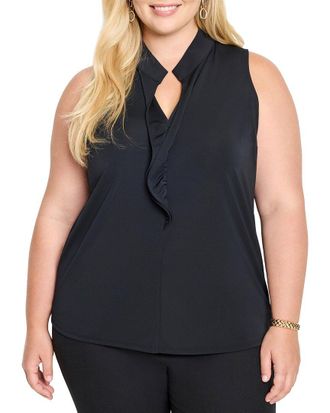 Nic+Zoe Nic+Zoe Plus Knit Crepe Ruffle Tank