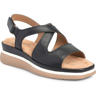 COMFORTIVA Amethyst Slingback Platform Wedge Sandal in Black at Nordstrom, Size 9.5