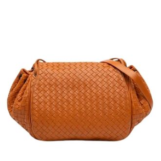 Bottega Veneta Pre-owned Bucket Bags, female, Orange, Size: ONE SIZE Pre-owned Woven Nappa Crossbody